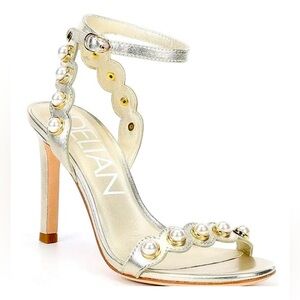 NIB Deltan Maryam Light Gold Pearl Dress Leather Sandal